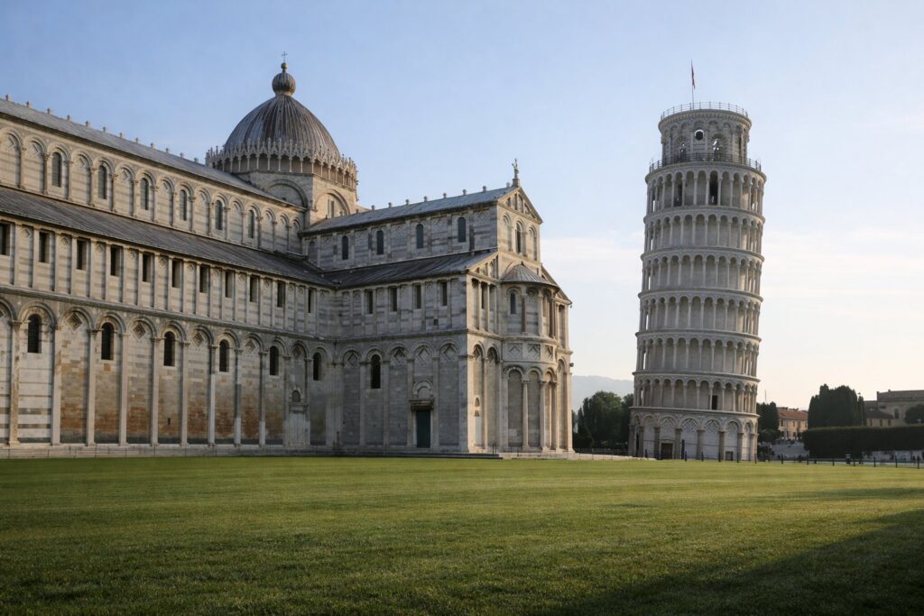Piazza dei Miracoli com a torre inclinada